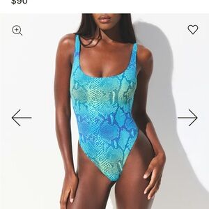 Blue Snakeskin One-Piece Swimsuit